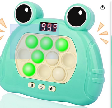 Fast Push Game Fidget Toys Pop Game Handheld Bubble Game Console Light up Pop Game Sensory Fidget Toys with LCD Screen Display, Sparkling Lights and Dynamic Music for All Ages (LED Screen Green Crab)